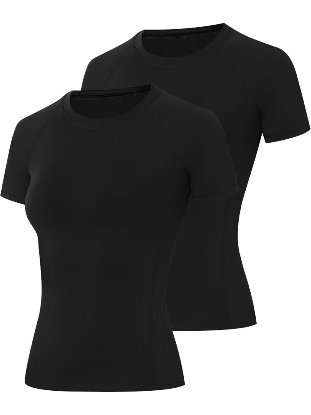 2 Pack Women's Compression Workout Shirts - Short Sleeve, UPF 50+, Moisture